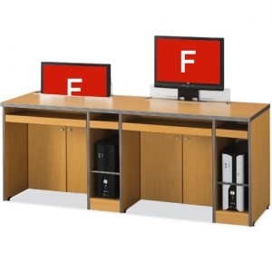 2인 컴퓨터 책상_모니터 승하강 모듈장착 선택가능